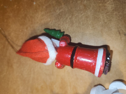 Vintage Wooden Ornaments Santa Set of 4 MCM Kitchy