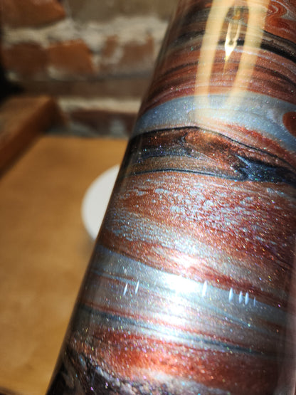 20 ounce stainless steel, Insulated, alcohol ink art Tumbler blue, red silver brown AS IS CLEARANCE ai11