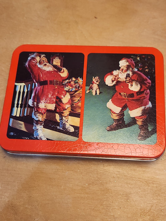 Vintage Coca-Cola Two Unopened Pacakges Playing Cards in Decorative Tin Coke 1993 cc9