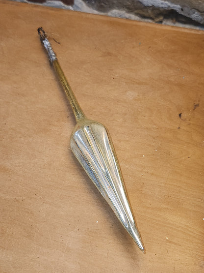 Vintage German or Poland 10” Glass Gold Parasol Ornament Folded Umbrella OO1