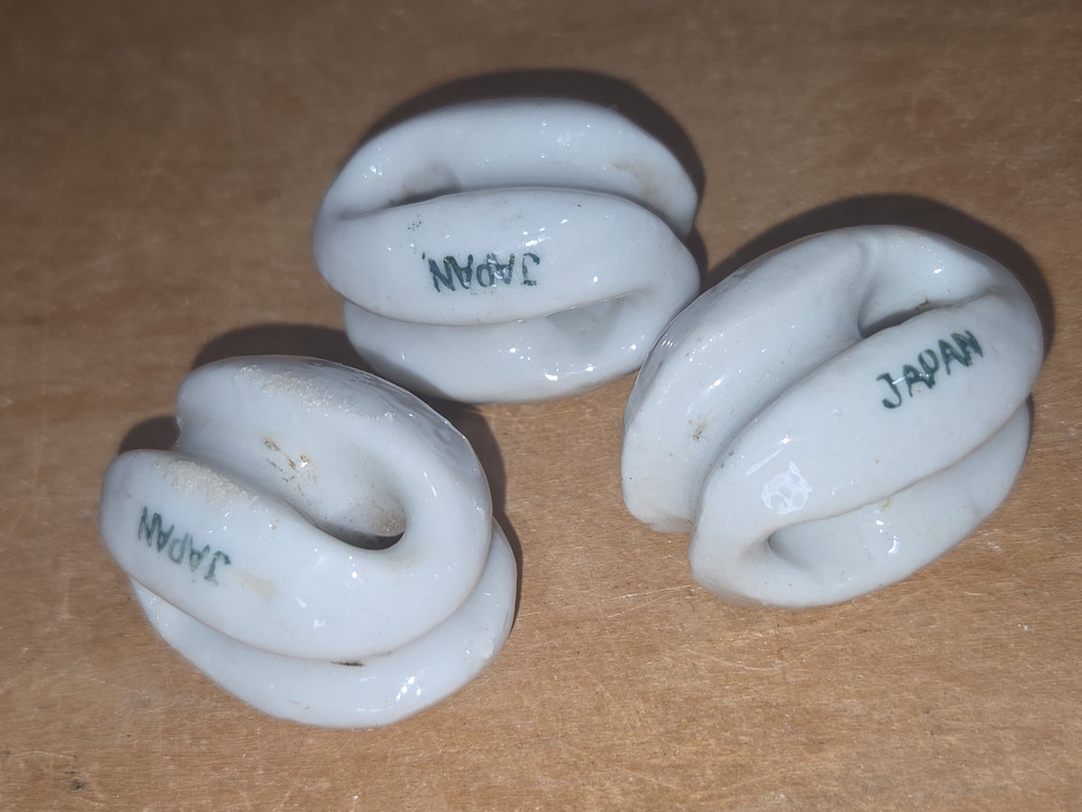 Vintage Small White Ceramic Porcelain Egg style Insulator Set of 3 Japan vi9
