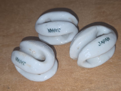 Vintage Small White Ceramic Porcelain Egg style Insulator Set of 3 Japan vi9