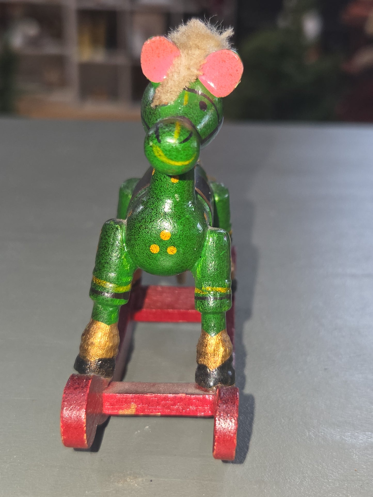 Vintage Wooden Ornaments Rocking Horses Set of 2 AS IS MCM Kitchy