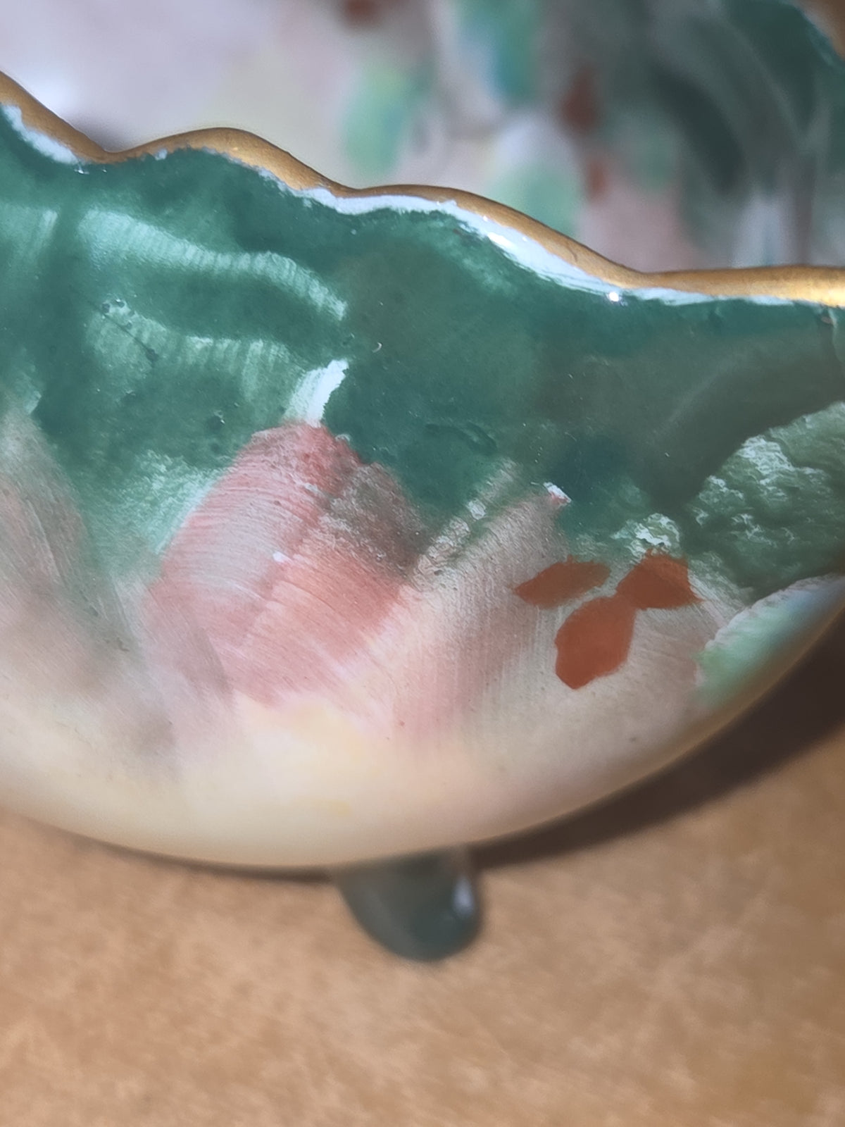Vintage Porcelain Handpainted Footed Bowl and Footed Creamer sbc1