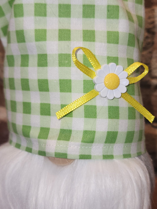 8" Gnome Green Gingham Hat Grey Body gn8