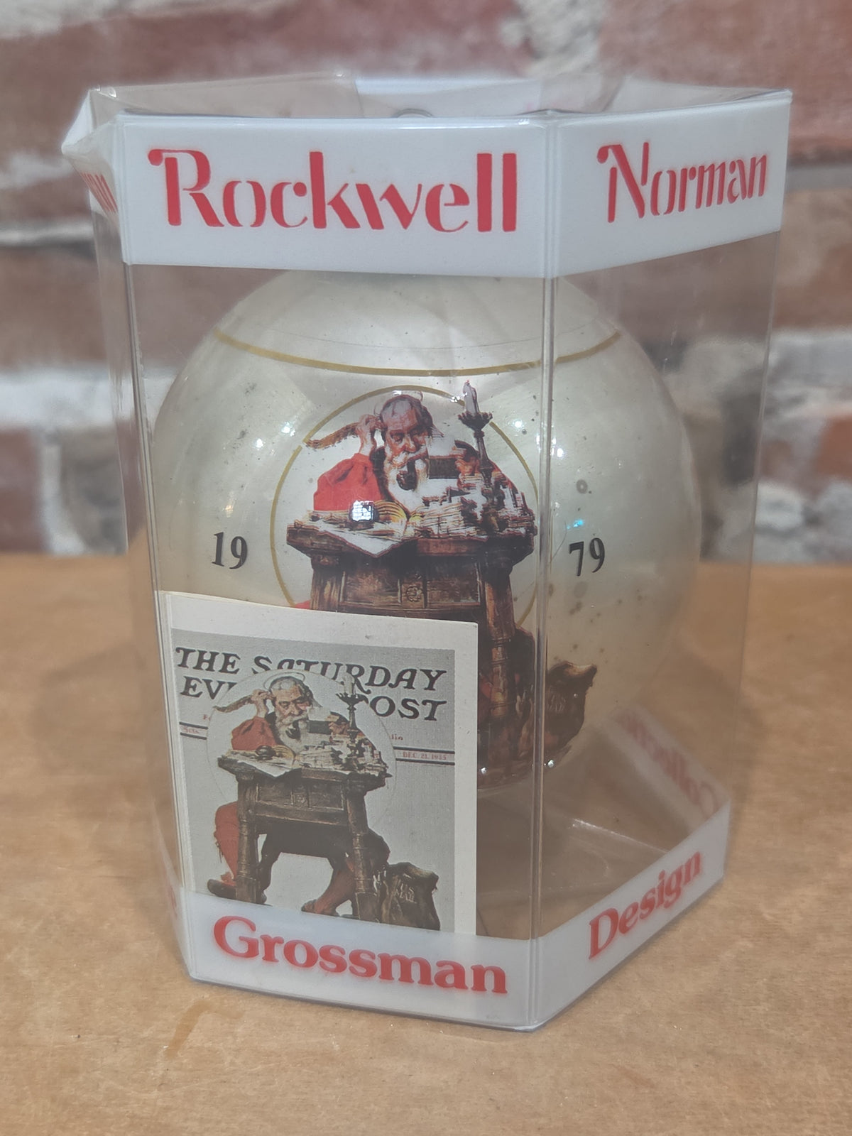 Vintage Norman Rockwell Glass Santa Christmas Ornament Saturday Evening Post Dave Grossman 5th Limited Edition 1978
