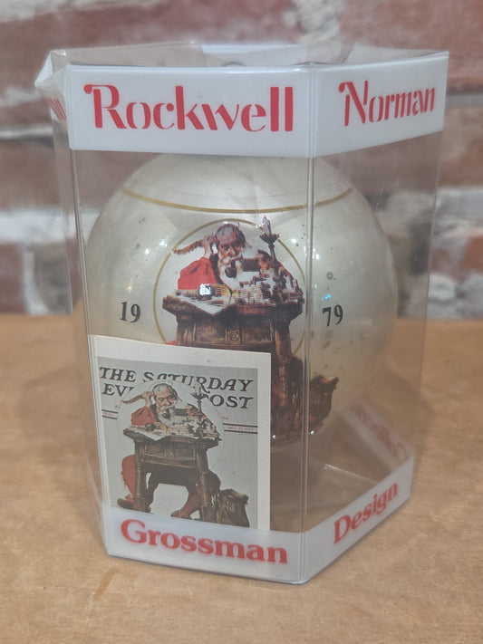 Vintage Norman Rockwell Glass Santa Christmas Ornament Saturday Evening Post Dave Grossman 5th Limited Edition 1978