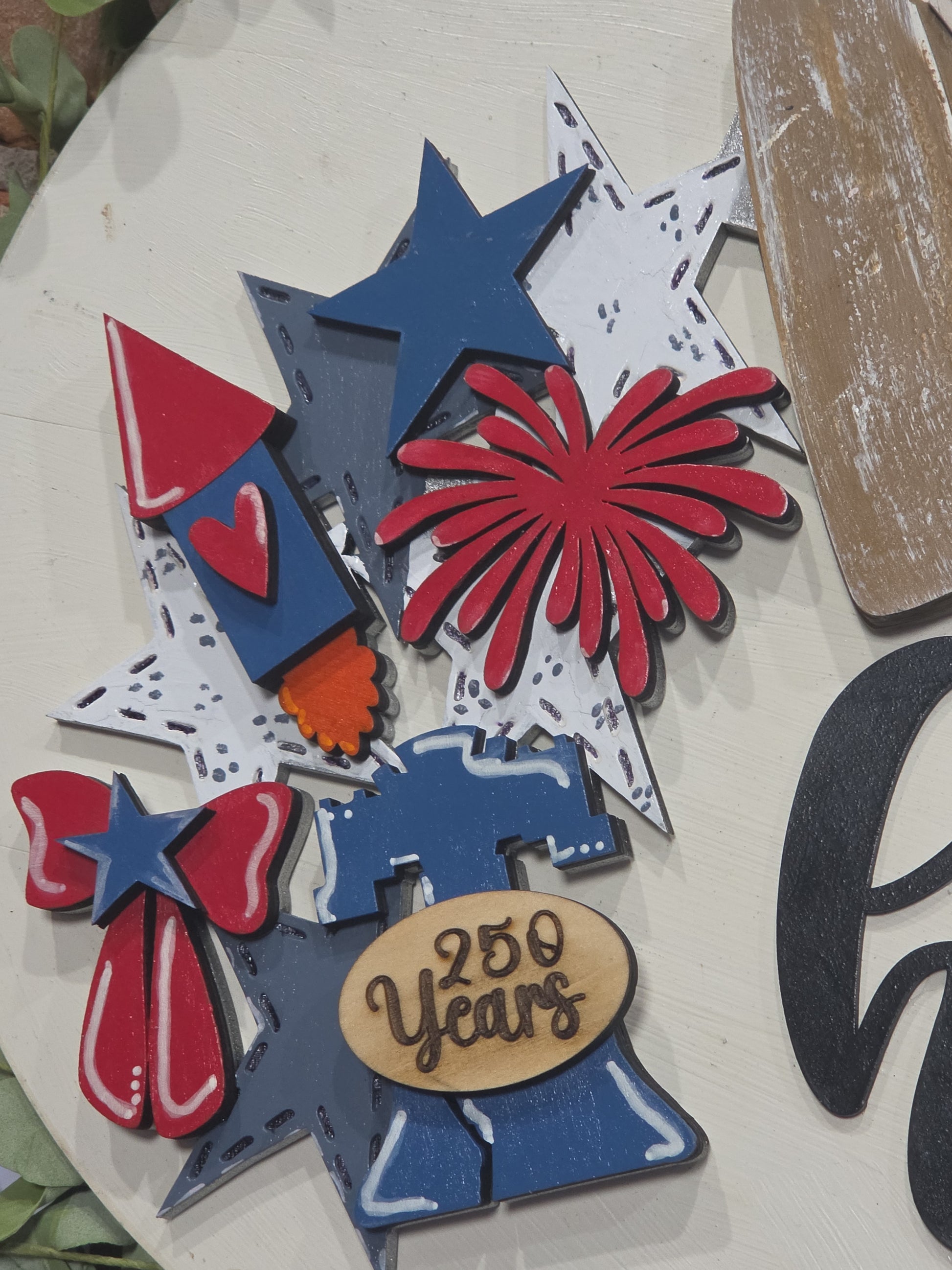 250 Years America Patriotic 4th of July Insert for Interchangeable Pot Spilling Door Sign *Sign Sold Seperately* pi17