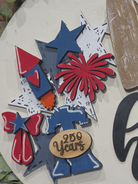 250 Years America Patriotic 4th of July Insert for Interchangeable Pot Spilling Door Sign *Sign Sold Seperately* pi17