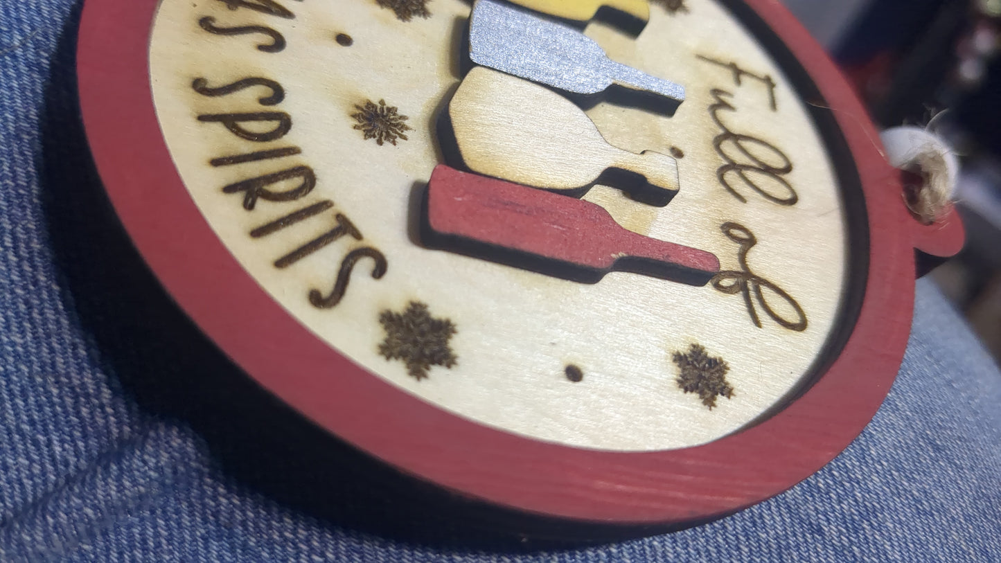 Wooden ornament or car charm. Full of christmas spirits.
