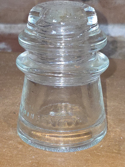 Vintage Insulator Hemingray #16 Clear Glass Cotton Blue Route h616