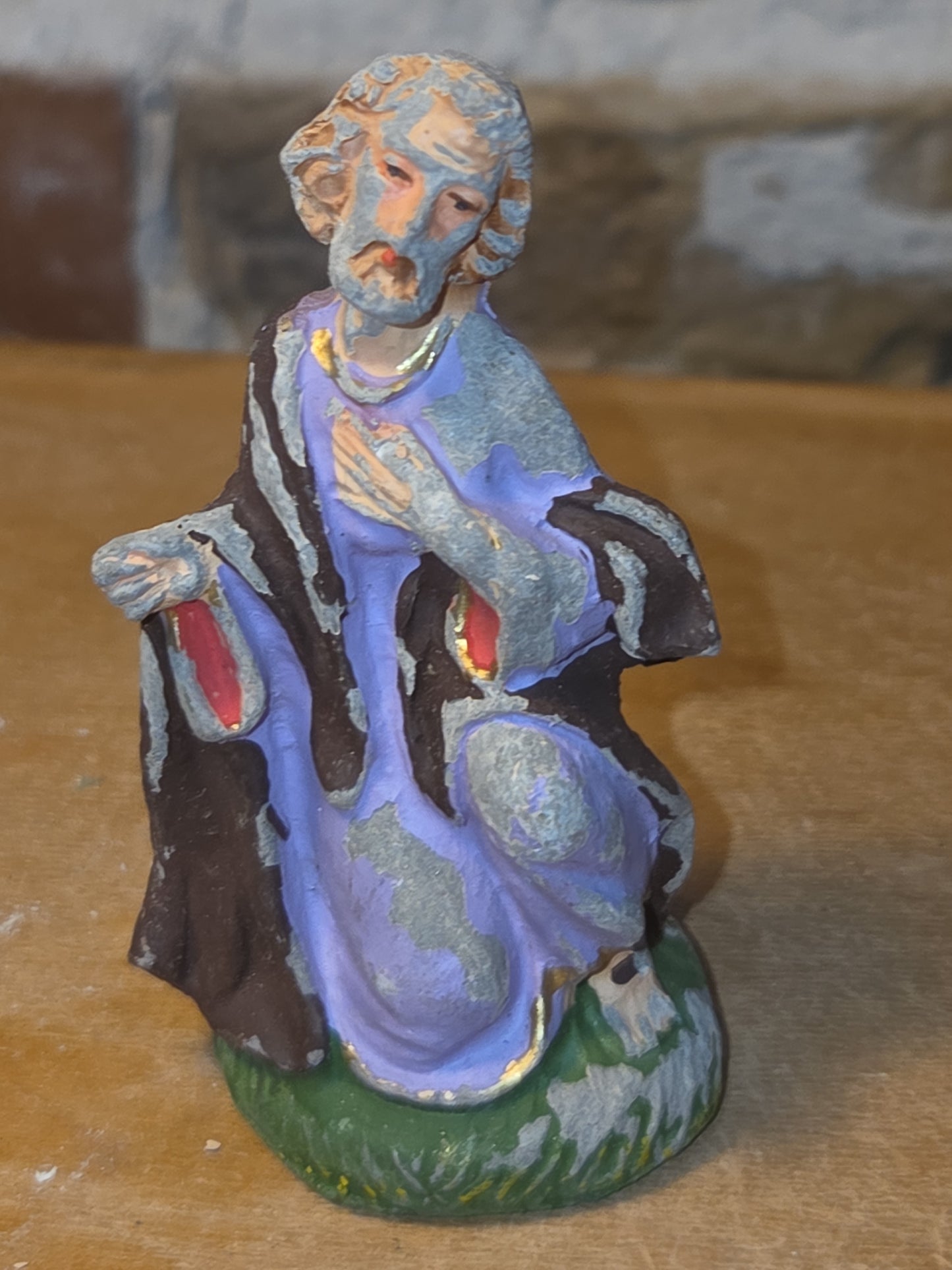 Vintage Holy Family Nativity Chalkware Paper Mache Italy 3 pieces AS IS