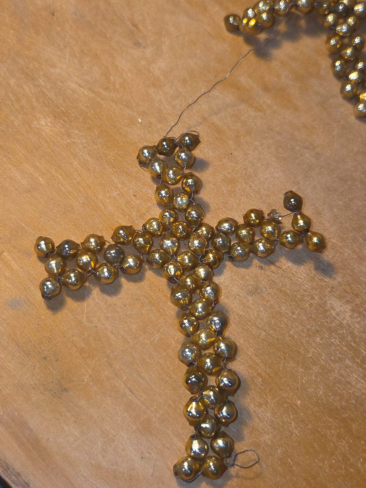 Vintage Mercury Bead Cross Ornaments AS IS For Crafting