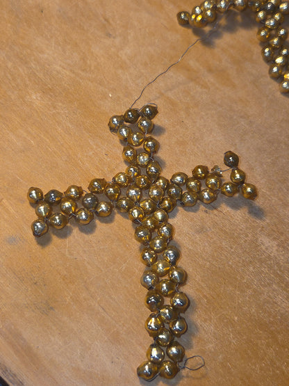 Vintage Mercury Bead Cross Ornaments AS IS For Crafting