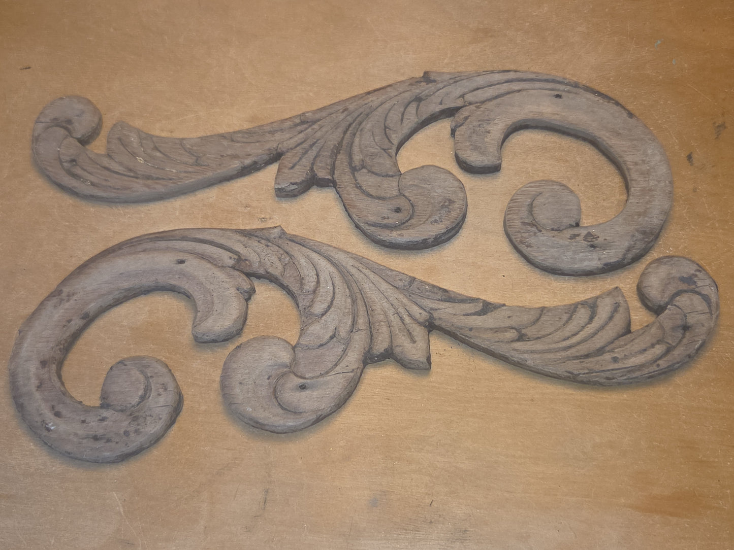 Antique Wooden Furniture Applique Set of 2 AS IS