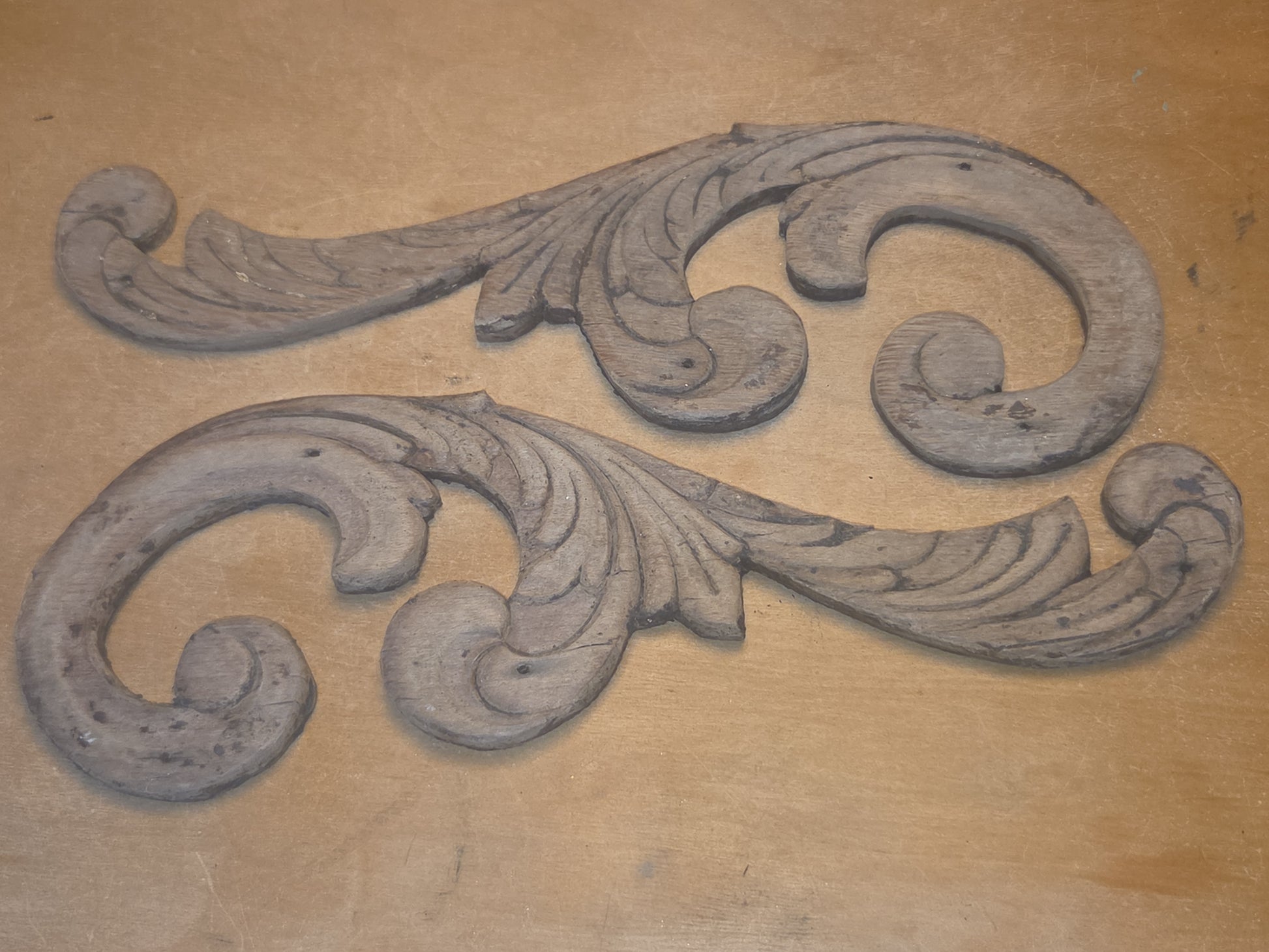 Antique Wooden Furniture Applique Set of 2 AS IS