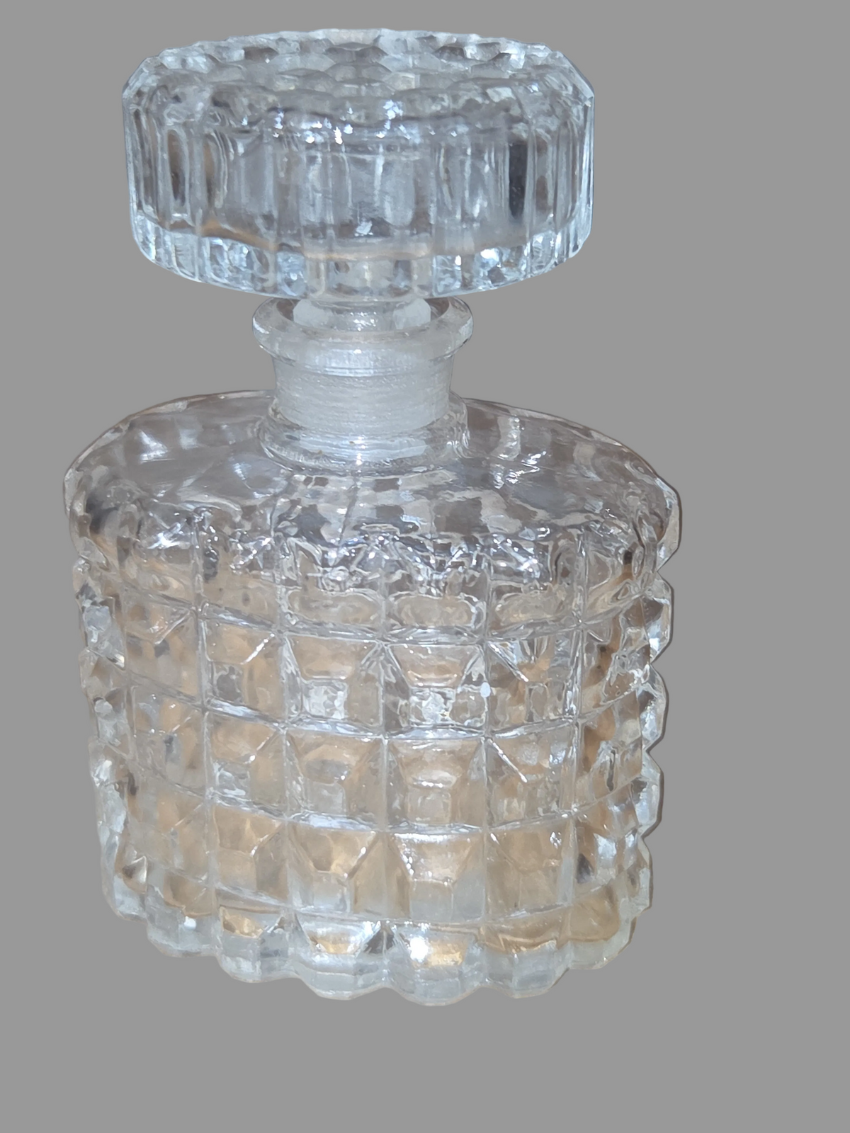 Vintage Perfume Bottle Pressed Glass Faceted Stopper with Ground or Polished Glass gl40