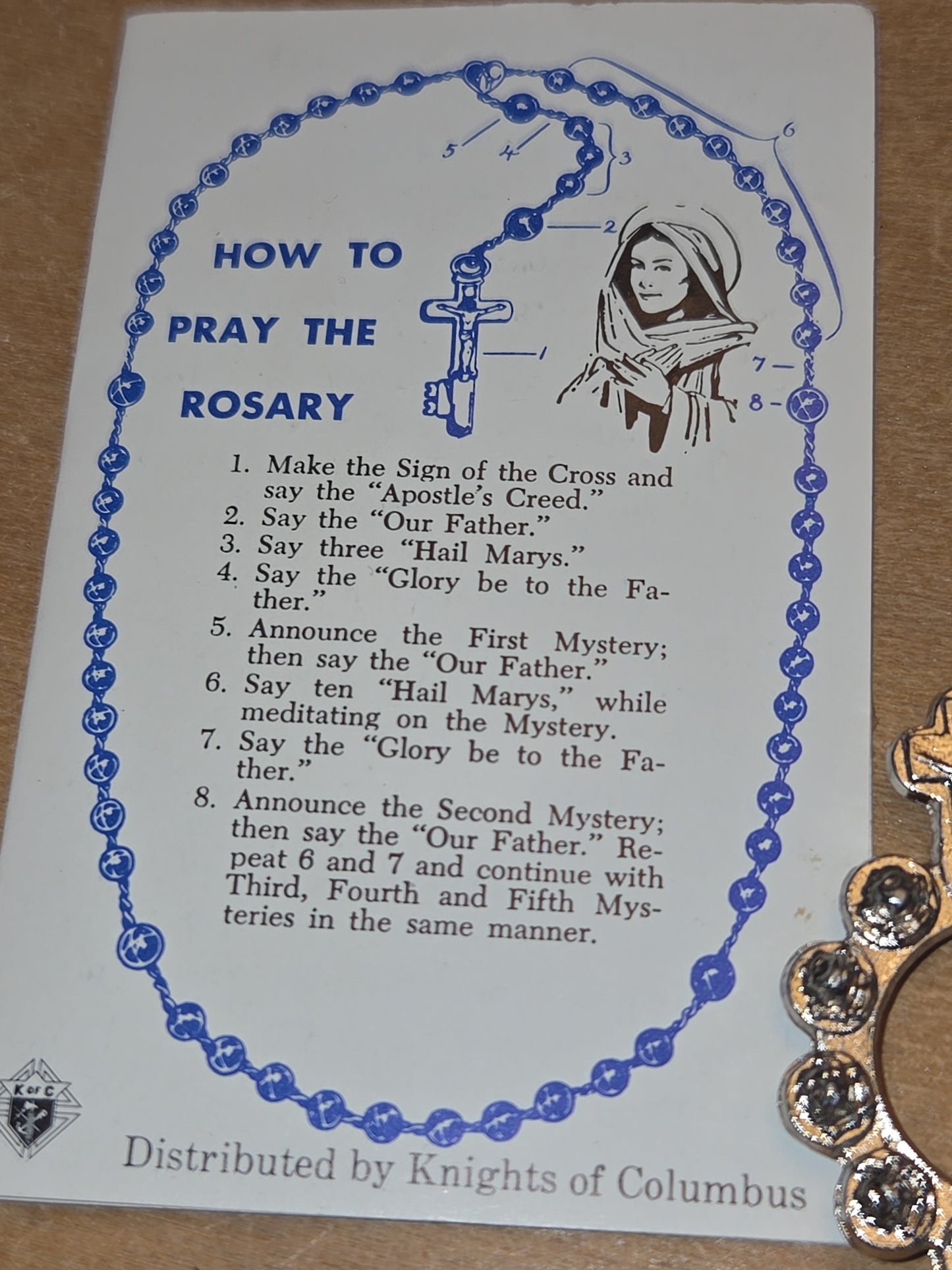 Vintage Rosary Ring and How to Pray the Rosary Booklet Knights of Columbus