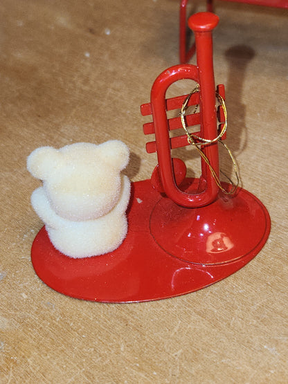Vintage Avon Bear Ornaments Two Benches One Horn One Trumpet As IS No box