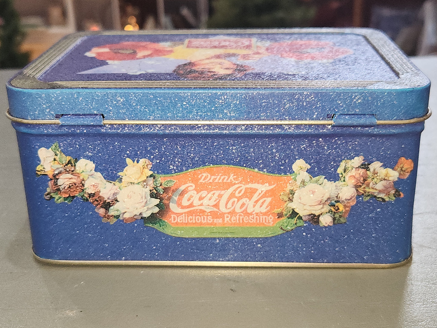 Vintage Tin Coca-Cola blue Drink Coca-Cola Pam Renfroe 1997 cct80