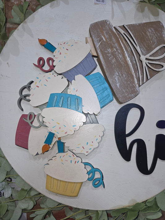 Cupcake Birthday Insert for Interchangeable Pot Spilling Door Sign *Sign Sold Seperately*