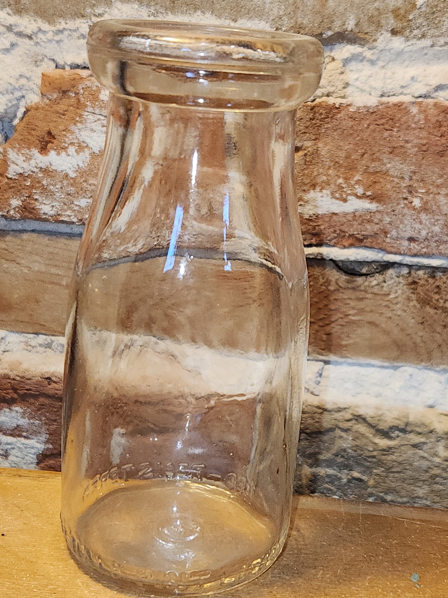 Vintage Milk Bottle Half Pint Clear Glass As Is Chip vmb60
