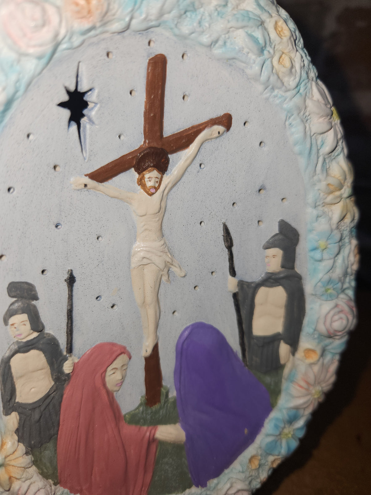 Vintage Ceramic Lamp Jesus Crucifixion Night Light