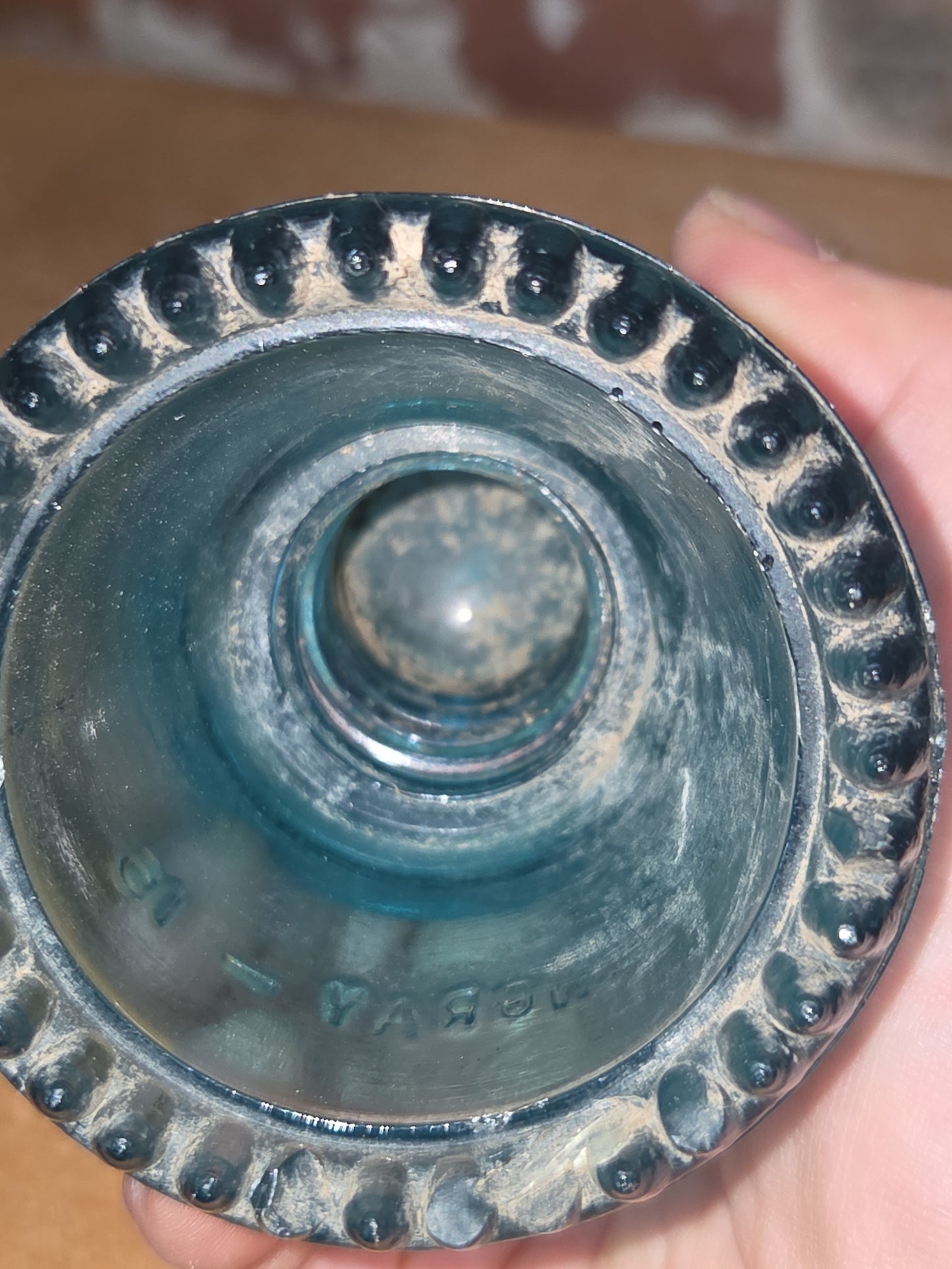 Vintage Insulator Hemingray #16 Teal Glass h616d DAMAGED NUBS