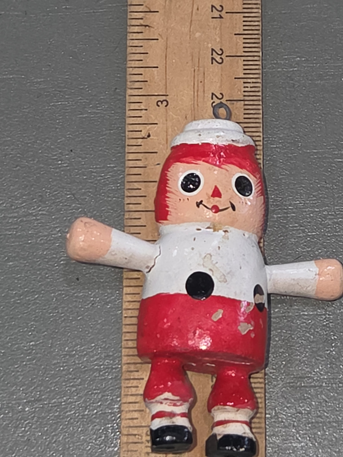 Vintage Wooden Ornaments Ragedy Ann and Ragedy Andy Set of 2 MCM Kitchy