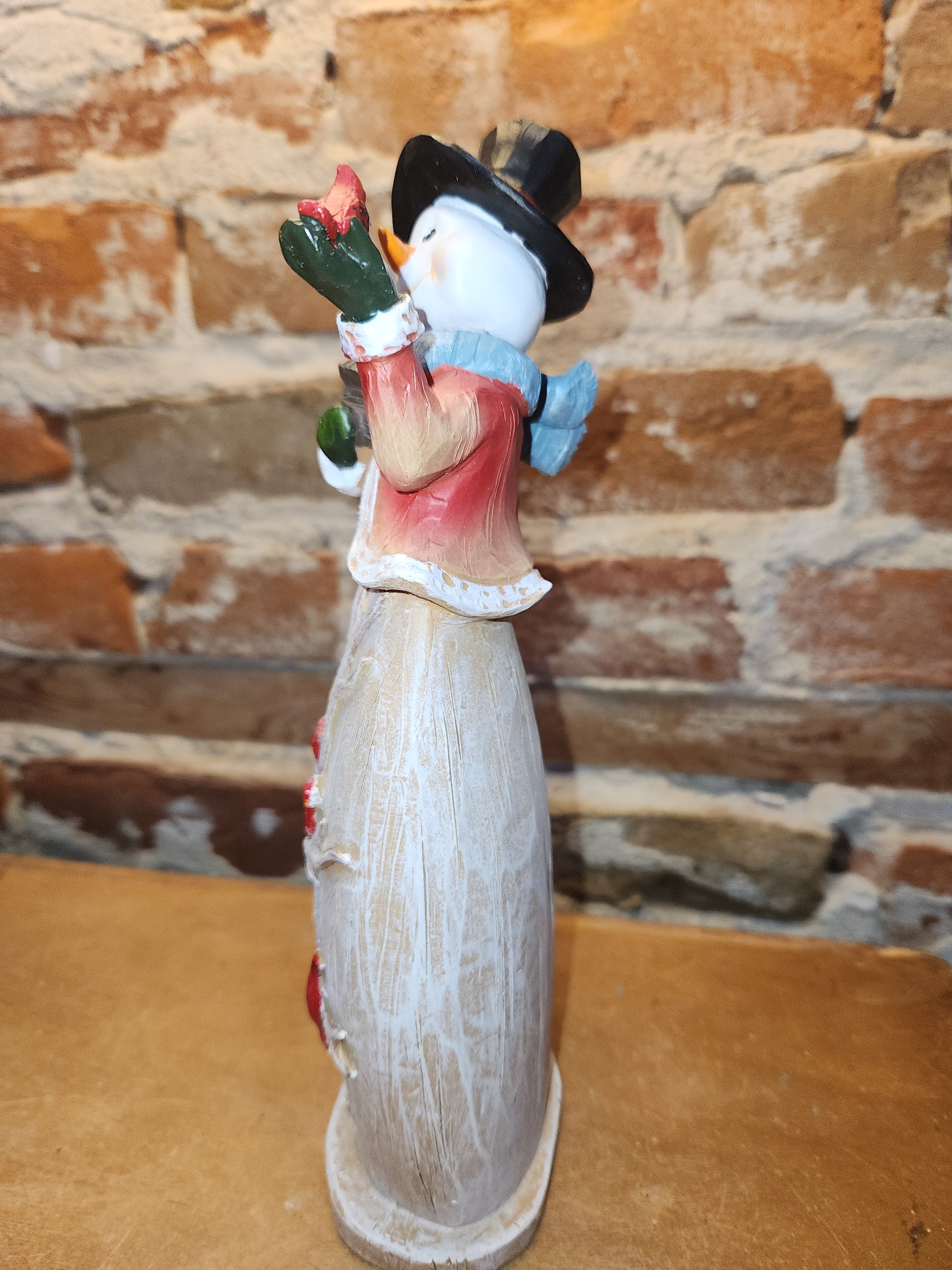 Snowman Figurine with Cardinals 10" tall sm6
