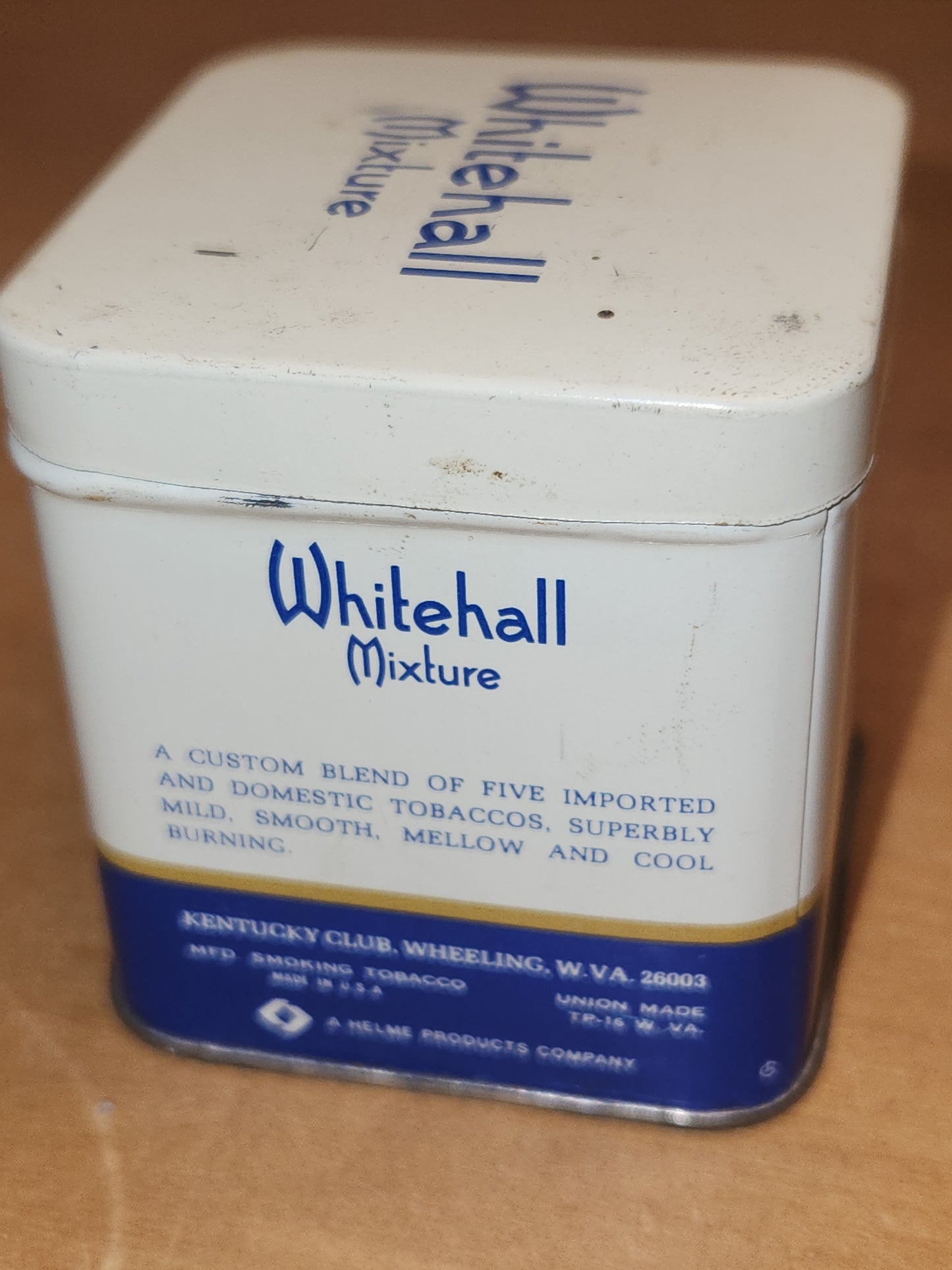Vintage Whitehall Mixture Tobacco Tin Kentucky Club Wheeling W.VA. Empty No Contents tin01