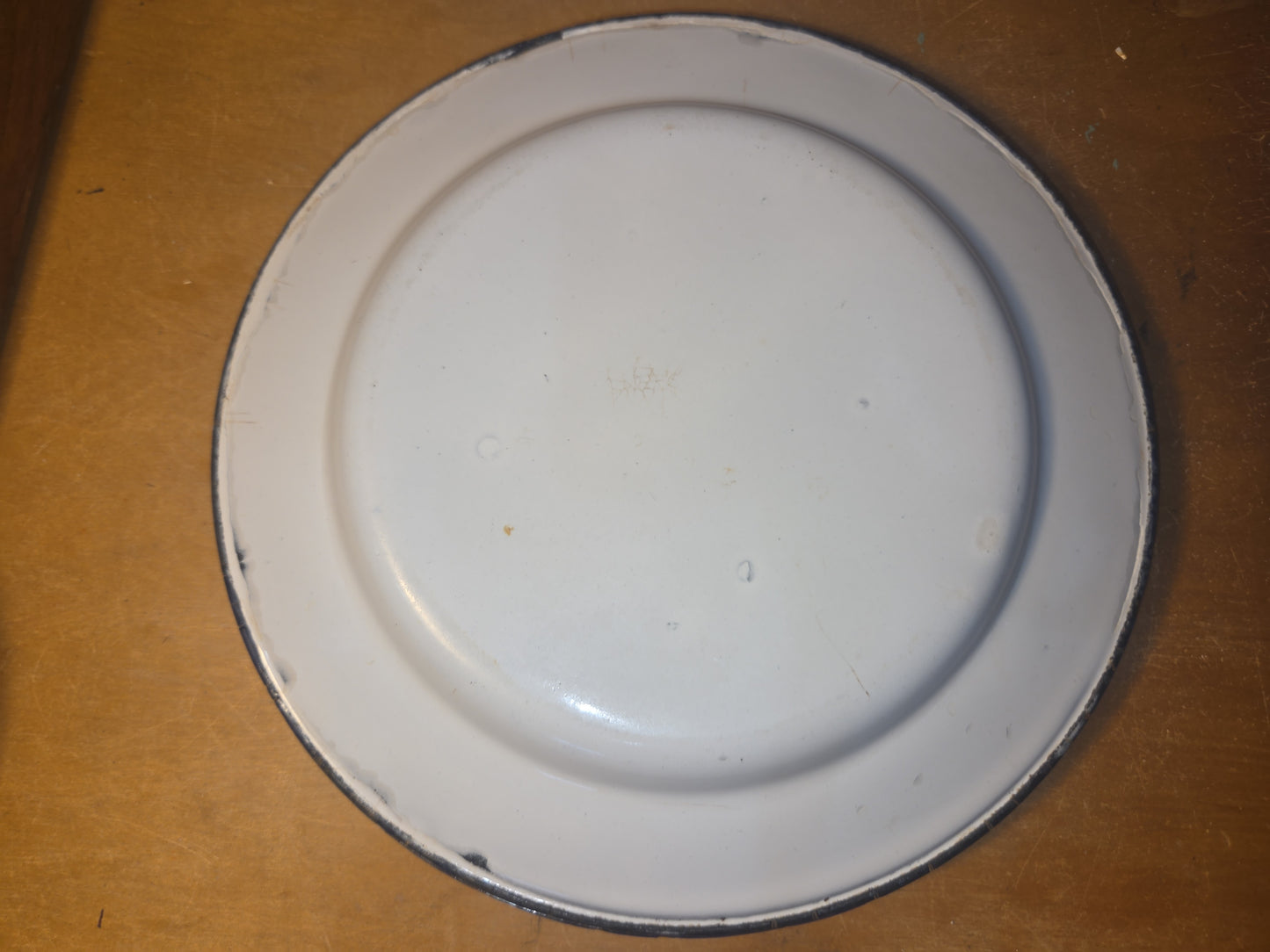 Vintage Set of 6 White Blue Enamel Plates AS IS ena91