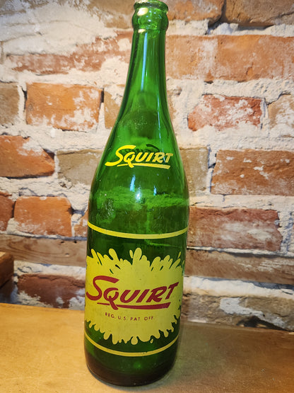 Vintage Soda Bottle Duraglas Squirt Large Green Glass Never An After-Thirst 1 Pint 12 Ounces