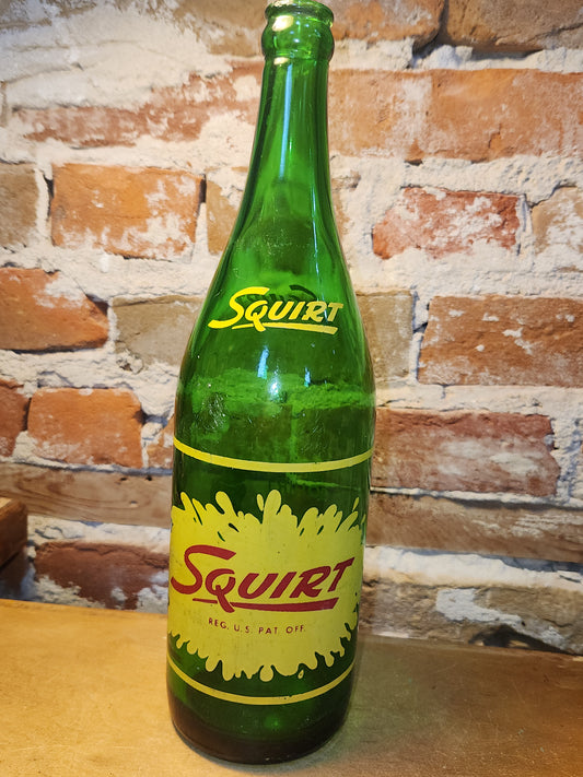 Vintage Soda Bottle Duraglas Squirt Large Green Glass Never An After-Thirst 1 Pint 12 Ounces