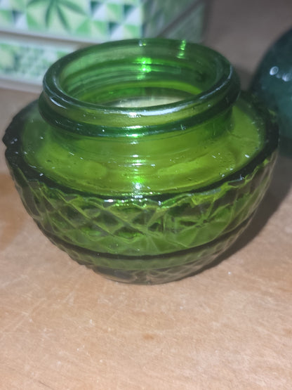 Vintage Avon "Emeraldesque" Cream Sachet Jar Occur! Green Original Box Dried Cream av06