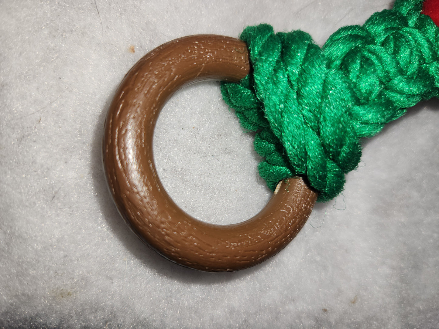 Vintage Handmade Macreme Joy Christmas Wall Door Hanger Wood blocks Wood Beads Old Bell 1970s
