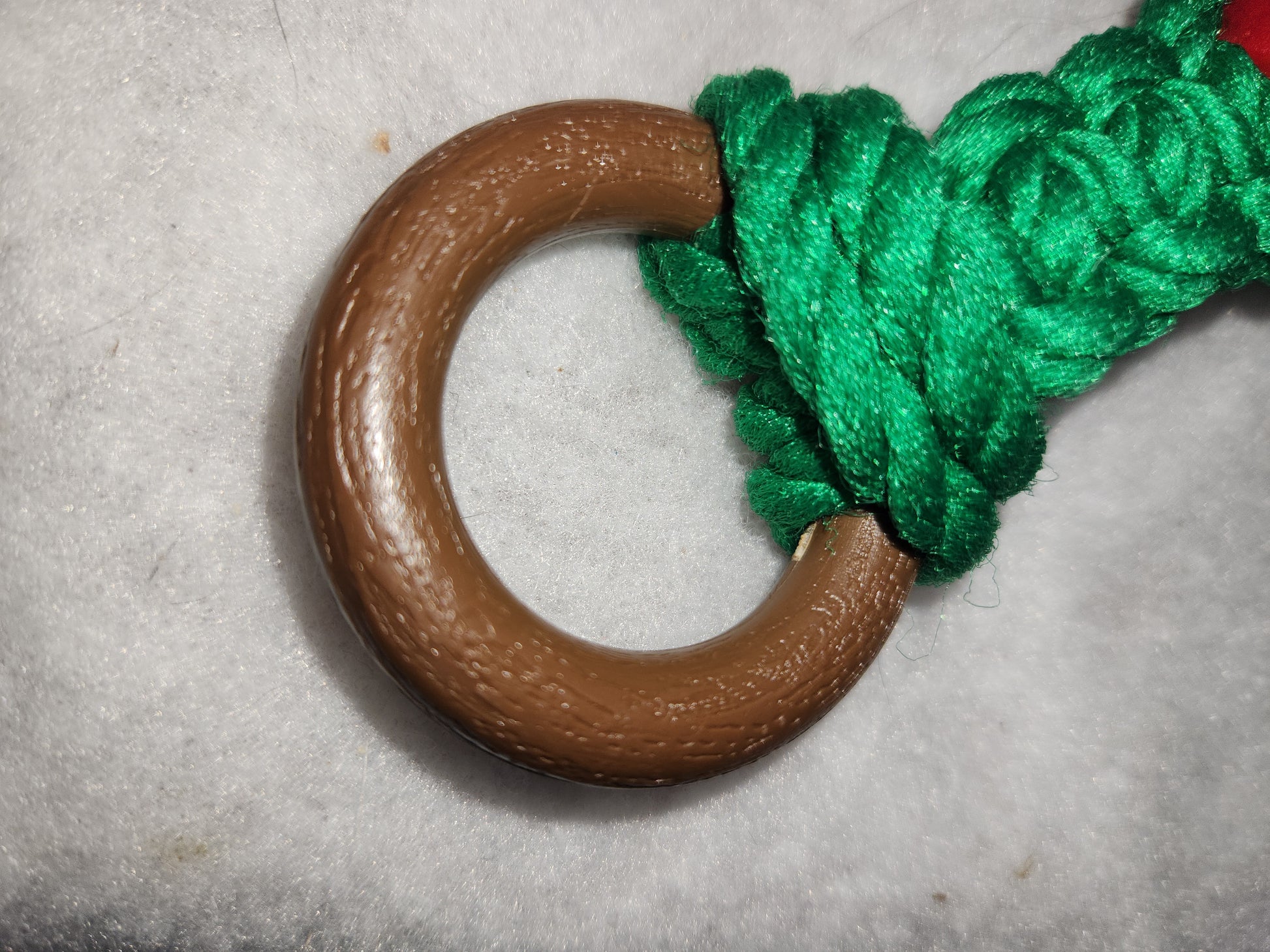 Vintage Handmade Macreme Joy Christmas Wall Door Hanger Wood blocks Wood Beads Old Bell 1970s