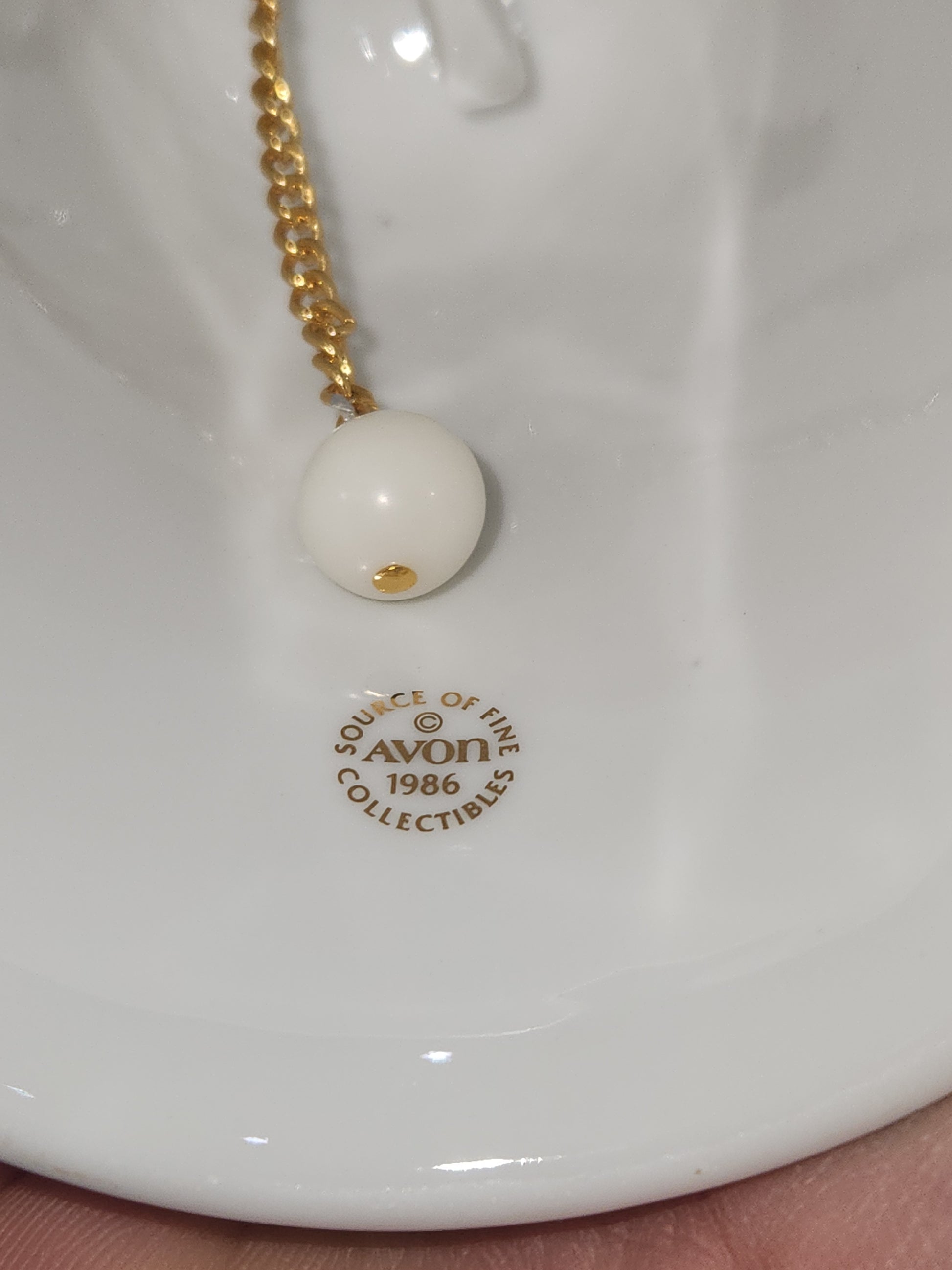 Vintage Avon Christmas Bell 1986 Porcelain Collectible Children Ice Skating
