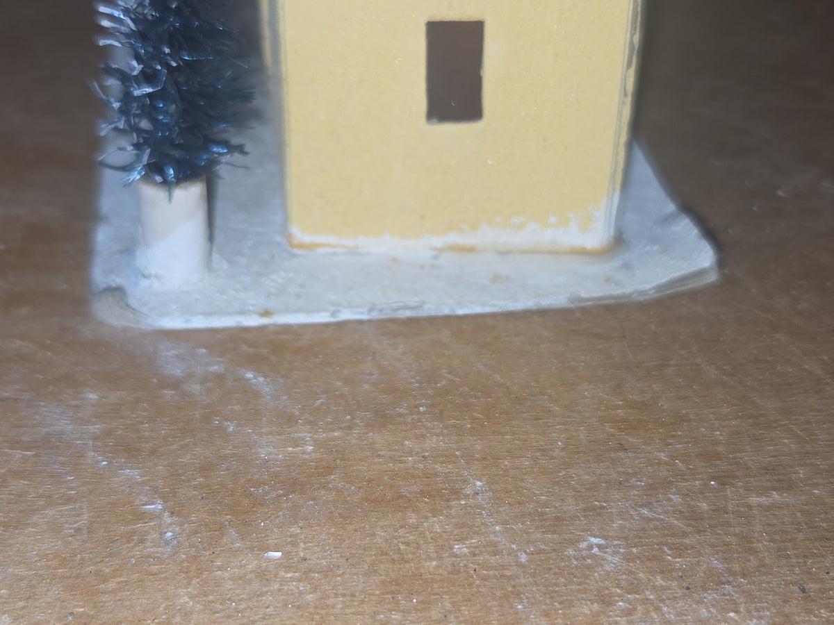 Vintage Putz Multiple Roofline House with Tree Made in Japan Yellow Read Description ptz2