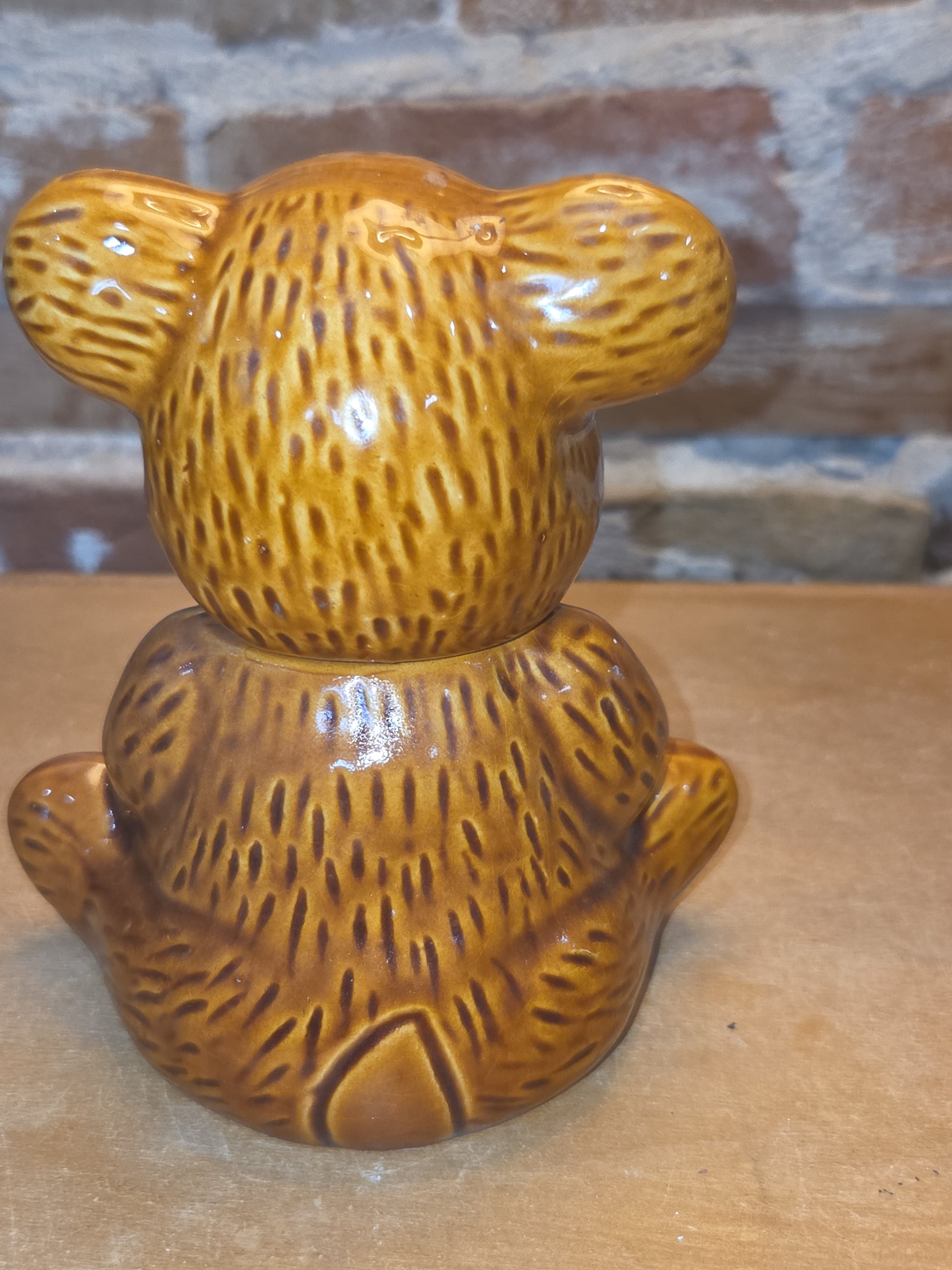 Vintage Ceramic Teddy Bear Honey Pot AS IS hp3