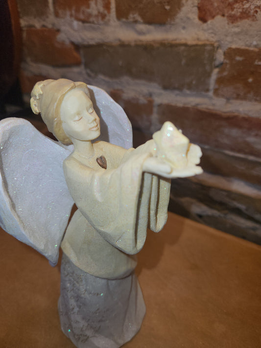 Vintage Enesco Foundations Angel Figurine with star Karen Hahn Eskimo Legends #109287 Memorial an89