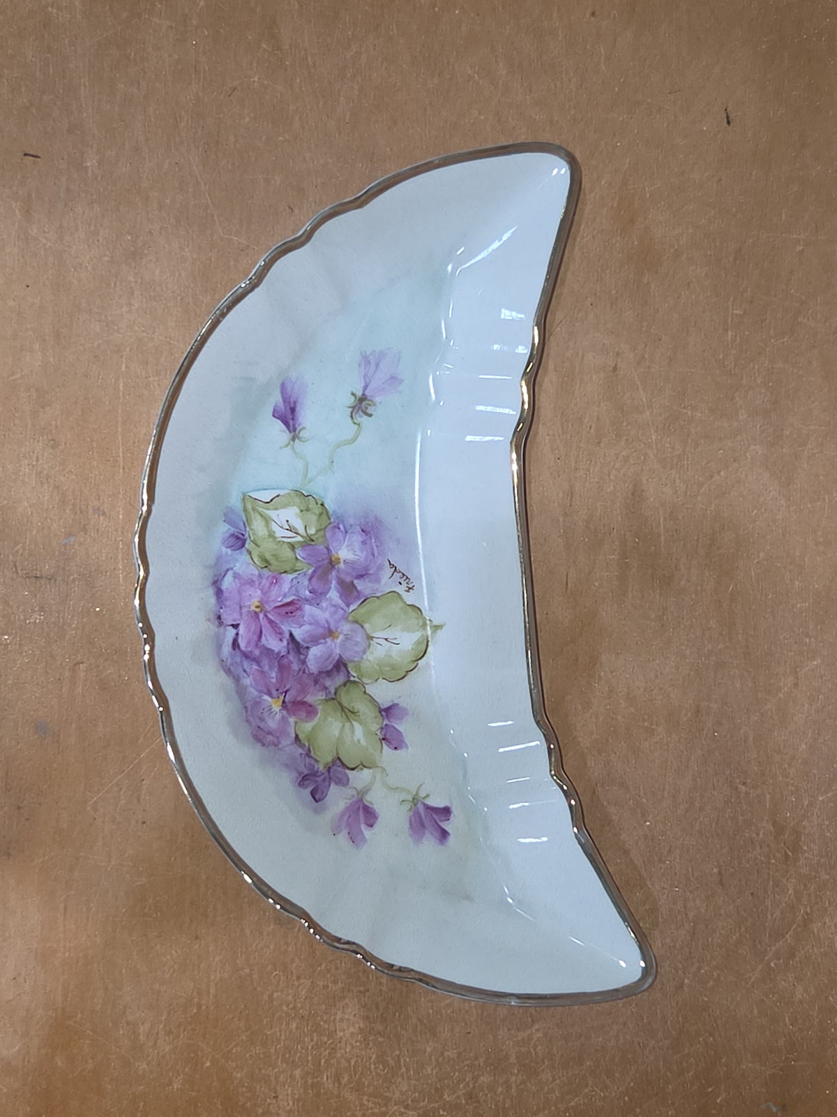 Vintage Lefton China Hand Painted Crescent Beside the Plate Tray G5