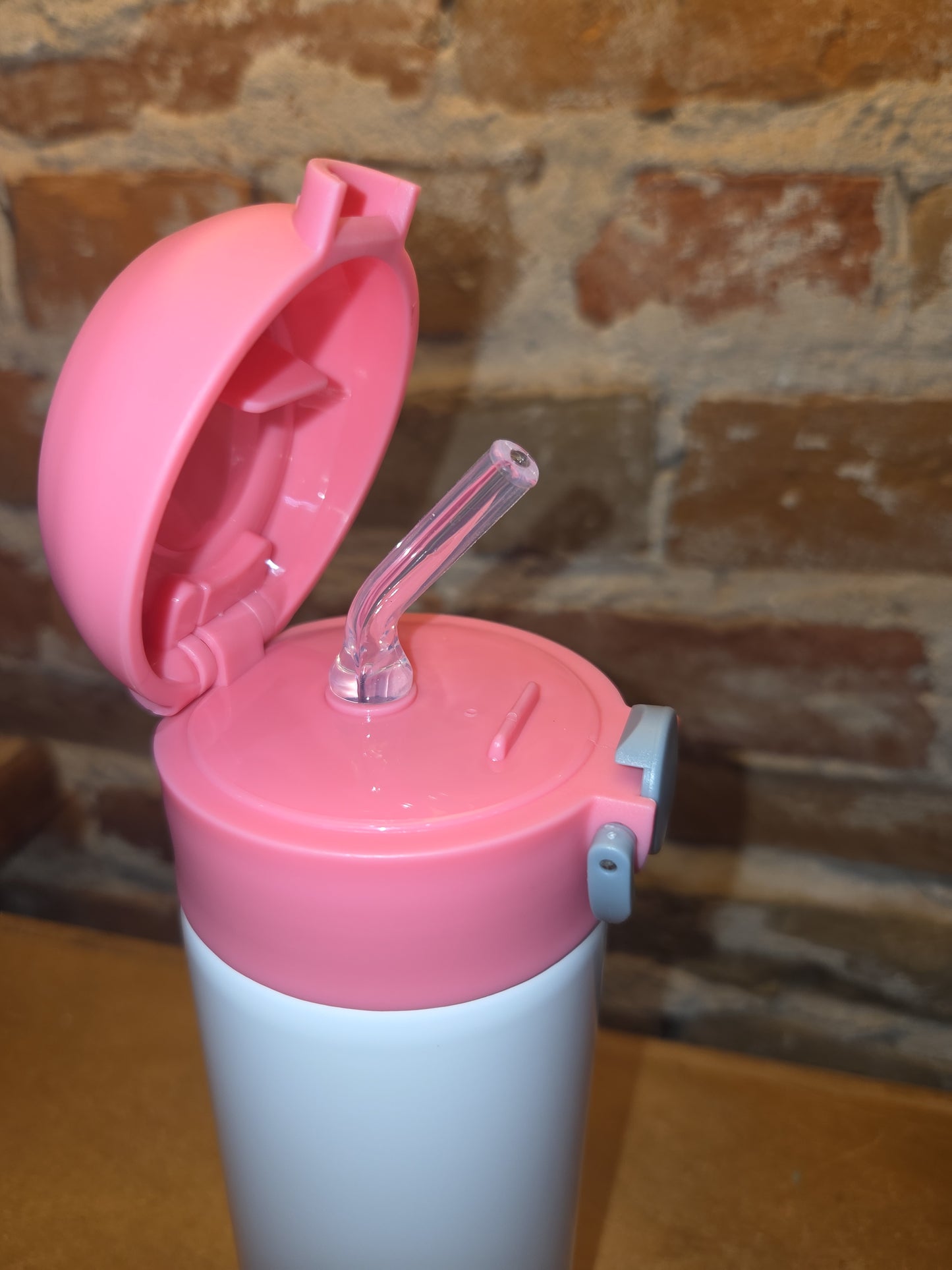 Custom Order Kid's 12 oz Tumbler Sippy Cup with Pink Flip Top Lid