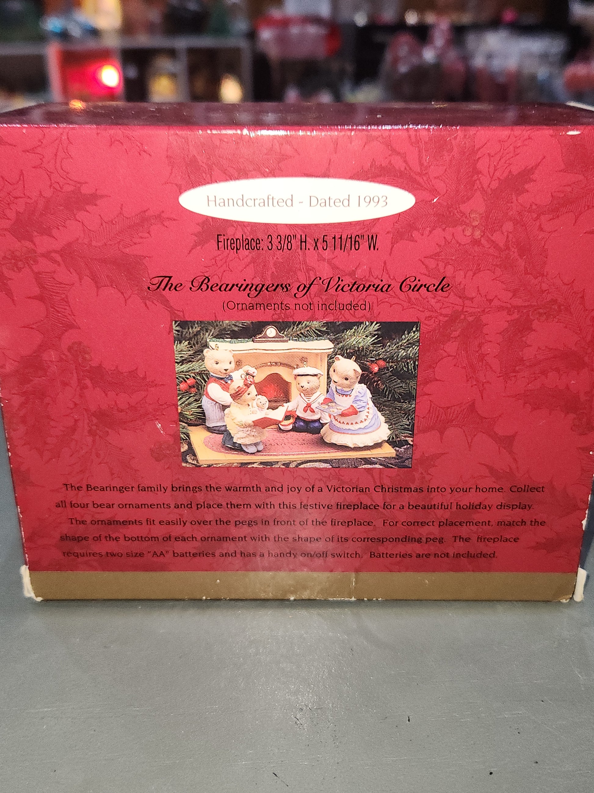 Vintage Hallmark Keepsake Lighted Tabletop Display Flickering Light Fireplace Display for The Bearingers Ornaments 1993 NO Ornaments Included ho1199