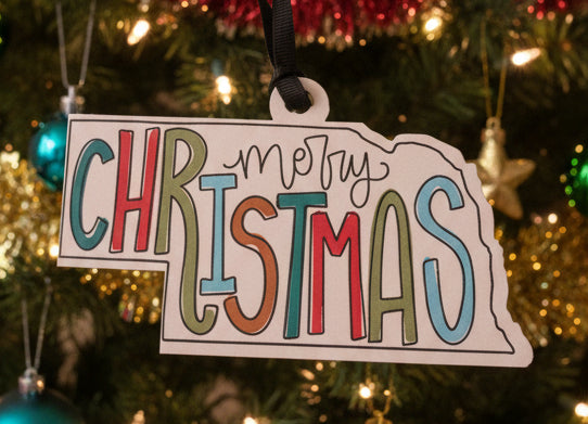 Merry Christmas Nebraska Ornament Merry Christmas no10