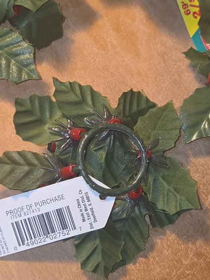 Vintage Joybrite Christmas Mini Candle Rings Holly Berries Lot of 6 New Old Stock (Copy)