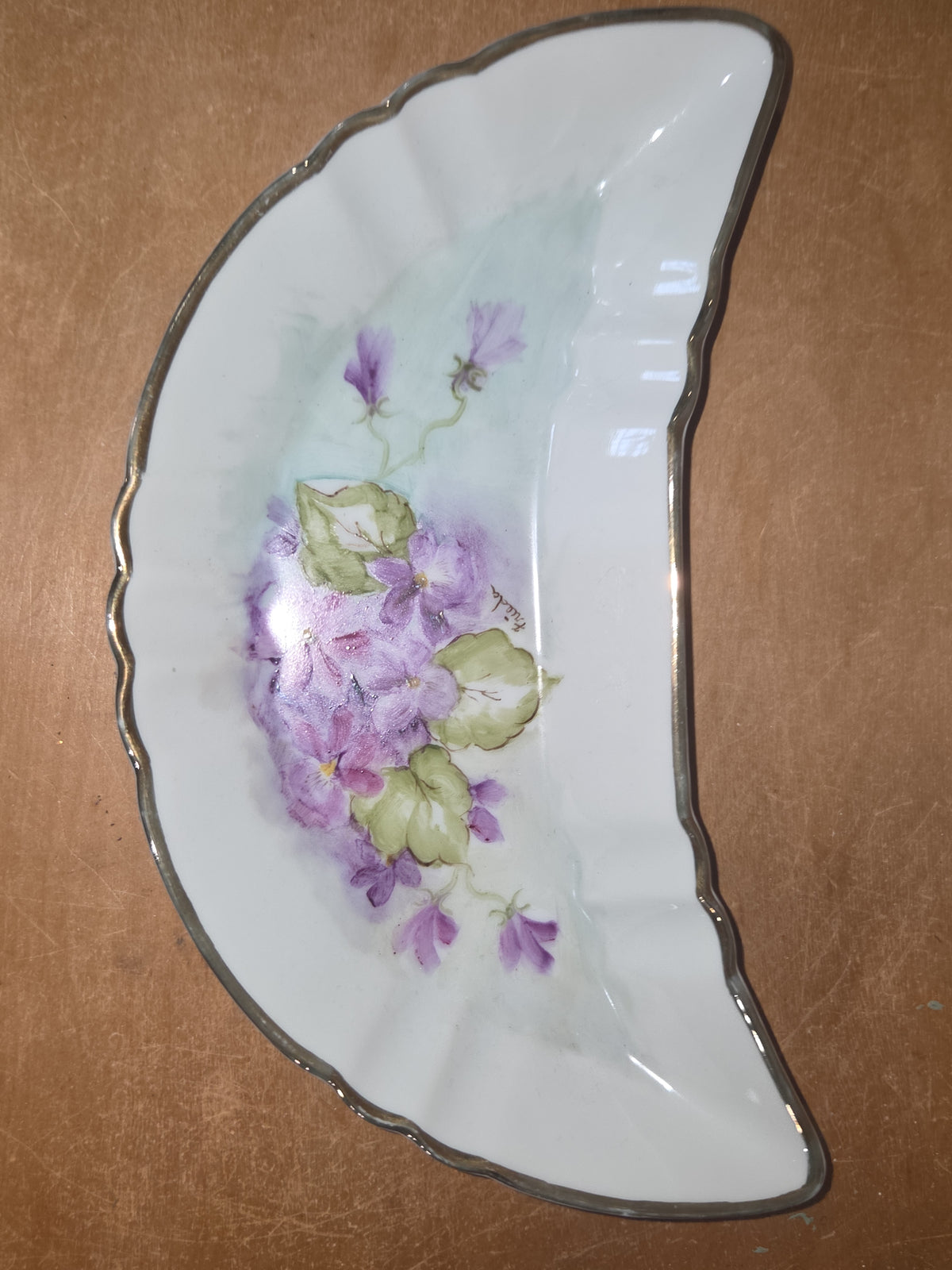 Vintage Lefton China Hand Painted Crescent Beside the Plate Tray G5