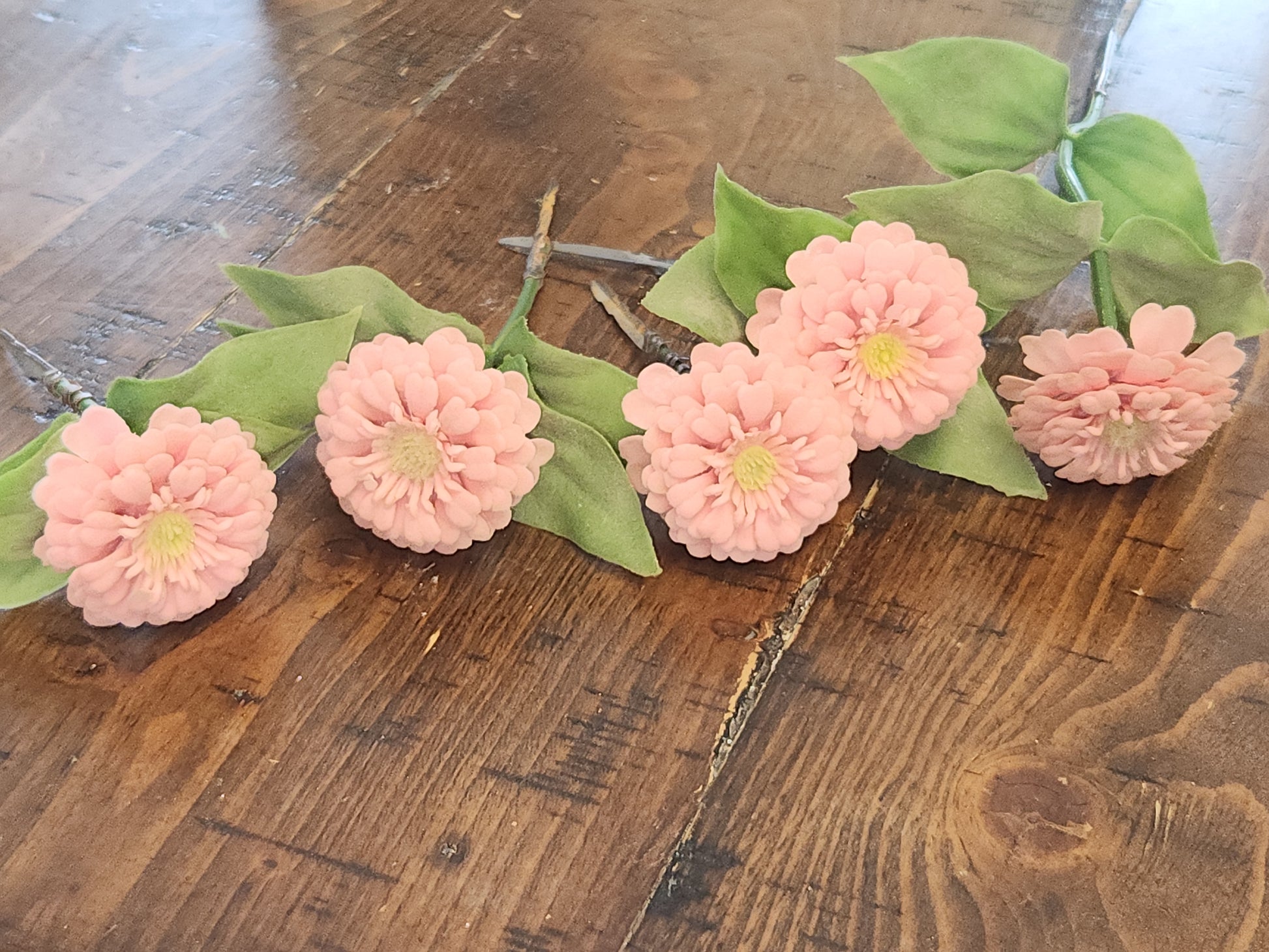 Vintage Plastic Flower Picks with Leaves for Crafting