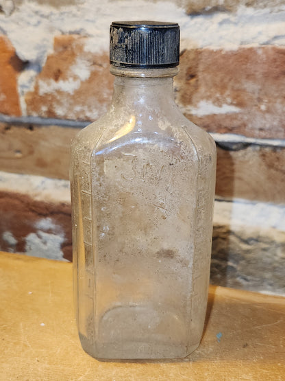 Vintage Medicine Bottle Duraglas Handprinted Label with Plastic Lid vmb99