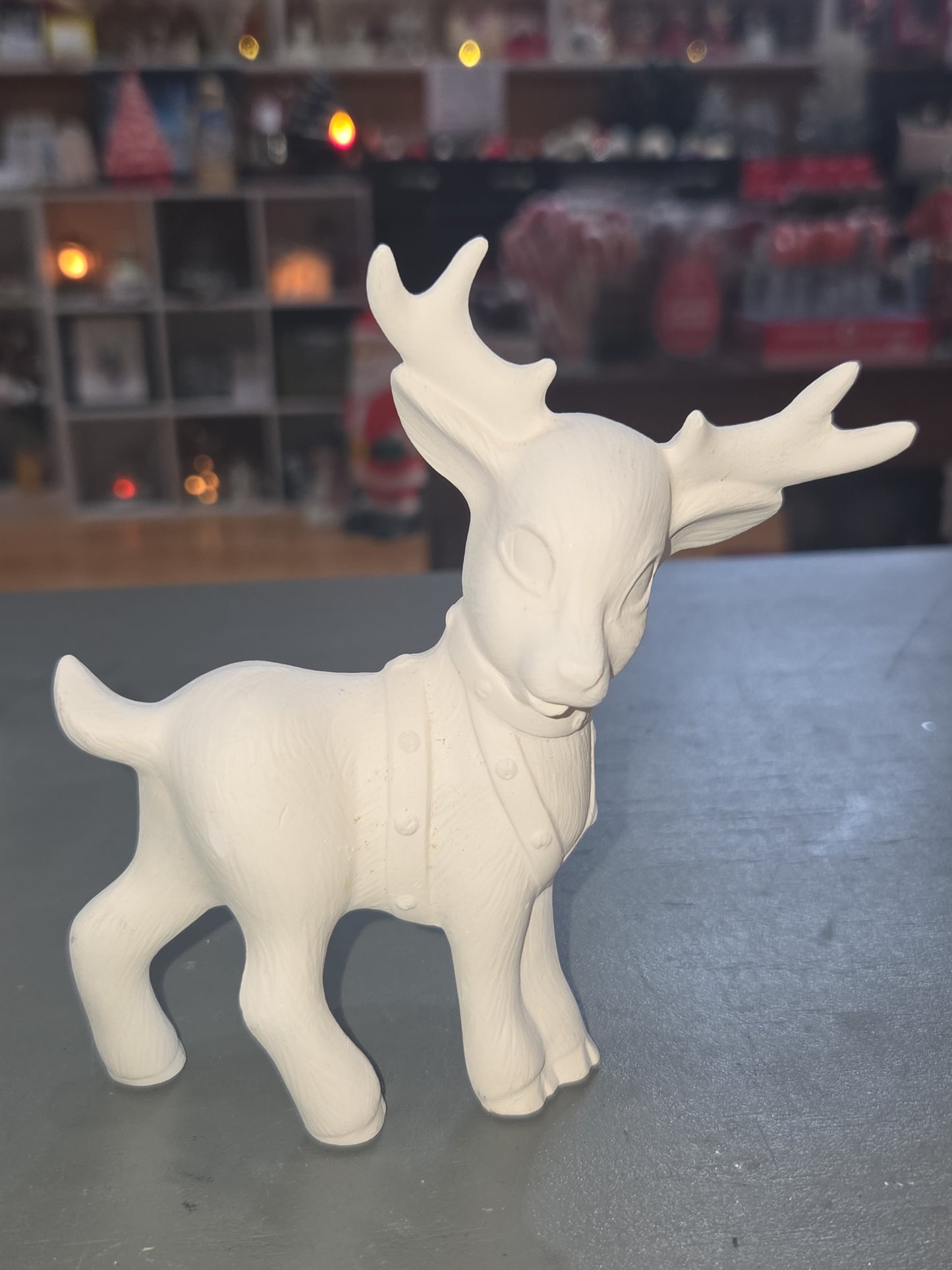 Unpainted Ceramic Softy Reindeer DIY Ready to Paint Set of Seven 4" to 5" tall